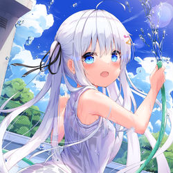 This is a pixiv picture whose title is 乃亜とプール掃除.