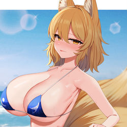This is a pixiv picture whose title is ビキニ藍様.