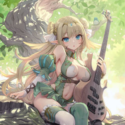 This is a pixiv picture whose title is エルフのベーシスト.