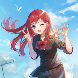 This is a pixiv picture whose title is 20万人！.