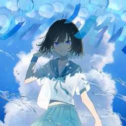 This is a pixiv picture whose title is 僕の夏が始まる音がした.