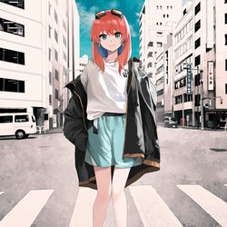 This is a pixiv picture whose title is 💙🧡🖤.