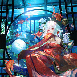 This is a pixiv picture whose title is 金魚姫.