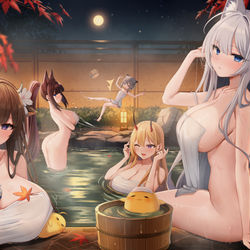 This is a pixiv picture whose title is 重桜温泉.