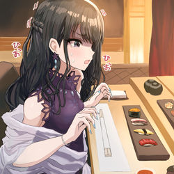 This is a pixiv picture whose title is 灯織vs高級寿司店.