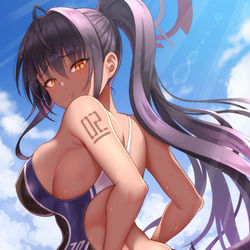 This is a pixiv picture whose title is 競泳水着カリン.