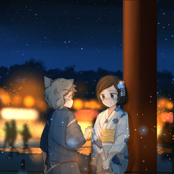 This is a pixiv picture whose title is 浴衣、いちおう着てきたけど…….