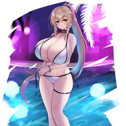 This is a pixiv picture whose title is ナイトプールサイド首輪ちゃん.