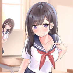 This is a pixiv picture whose title is 「日焼けの後残っちゃいました…」.