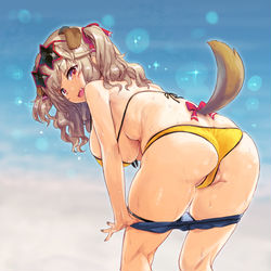 This is a pixiv picture whose title is わんこさん夏水着～差分とか.