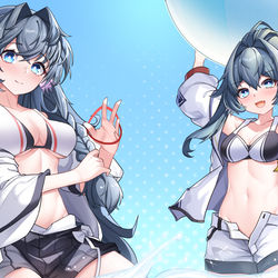 This is a pixiv picture whose title is 方舟剧场  罗德岛夏日泳装vlog!.