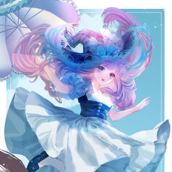 This is a pixiv picture whose title is 8月のバケーション魔女(背景なし、全身版).