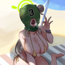 This is a pixiv picture whose title is おっ…おまえは(╹◡╹)覆面水着団！.