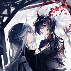 This is a pixiv picture whose title is Hoshiguma x Ch'en.