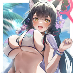 This is a pixiv picture whose title is 水着ワッカーモ🦊.