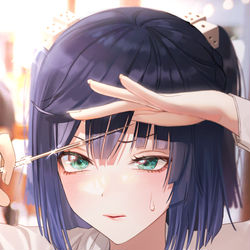 This is a pixiv picture whose title is Young Yelan Self Hair Cut.