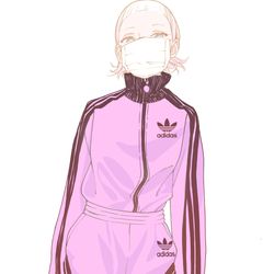 This is a pixiv picture whose title is 朱鷺野真宵 vs ADIDAS.