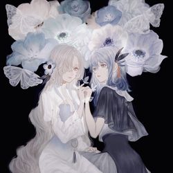 This is a pixiv picture whose title is 蝶よ花よ.