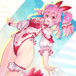 This is a pixiv picture whose title is 流氷リオネさん夏水着～お誕生日絵.