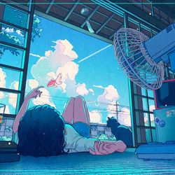 This is a pixiv picture whose title is 夏休み、入道雲。.