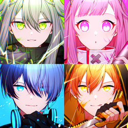This is a pixiv picture whose title is 💚💖💙🧡.