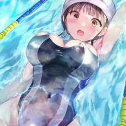This is a pixiv picture whose title is 水着が小さい水泳部コーチ③.