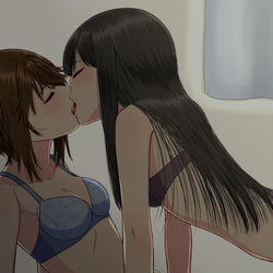 This is a pixiv picture whose title is 【創作百合】.