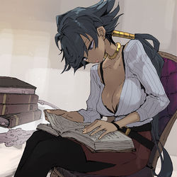 This is a pixiv picture whose title is 【強化人類アムネロ】エルメの日常.
