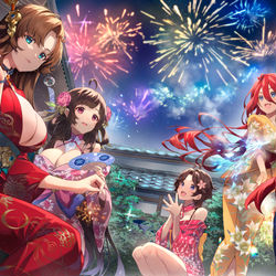This is a pixiv picture whose title is 【仕事絵】放置少女花火大会イラスト.