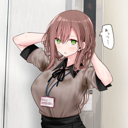This is a pixiv picture whose title is 暑さで全身蒸れてるOLちゃん.