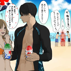This is a pixiv picture whose title is 【水泳部DD】海.
