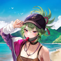 This is a pixiv picture whose title is ライフガード忍.
