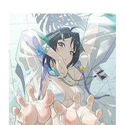 This is a pixiv picture whose title is 夏日 泳装羽毛笔.