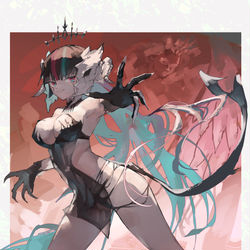 This is a pixiv picture whose title is 「悪魔嬢」.