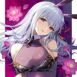 This is a pixiv picture whose title is 【FGO】カーマ×バニー(タペストリー予約開始).