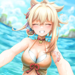 This is a pixiv picture whose title is 宵宮 -  海水は冷たい!.