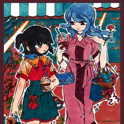 This is a pixiv picture whose title is ふたりで街歩き🐍.