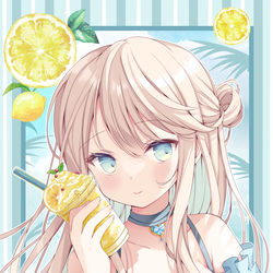This is a pixiv picture whose title is レモンが好きな女の子（夏コミ表紙）.