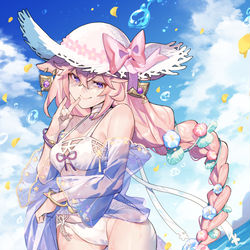 This is a pixiv picture whose title is 海辺の狐宮司様.
