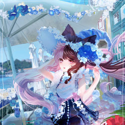 This is a pixiv picture whose title is 花の町のバケーション魔女.