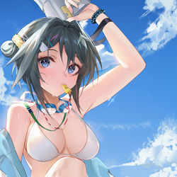 This is a pixiv picture whose title is 教练我想学游泳.