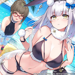 This is a pixiv picture whose title is 【お仕事絵】雀魂水着イラスト.