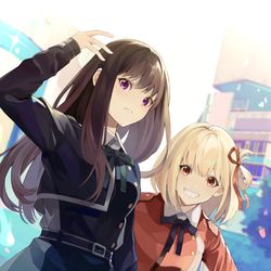 This is a pixiv picture whose title is リコリス・リコイル.