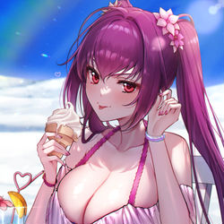 This is a pixiv picture whose title is 水着スカディ🍦😋.