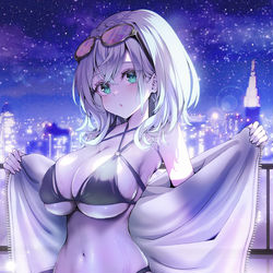 This is a pixiv picture whose title is ナイトプール白銀ノエル団長.