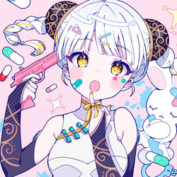 This is a pixiv picture whose title is 『世界征服だ。』.