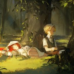 This is a pixiv picture whose title is 旅人の唄.