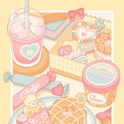 This is a pixiv picture whose title is 🍰💛.