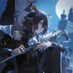 This is a pixiv picture whose title is 黑键.