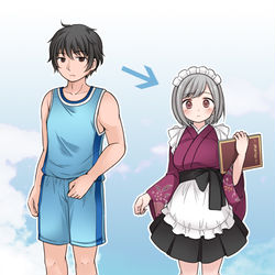 This is a pixiv picture whose title is 【pixivリクエスト】TSF小説のキャラクターイラスト.